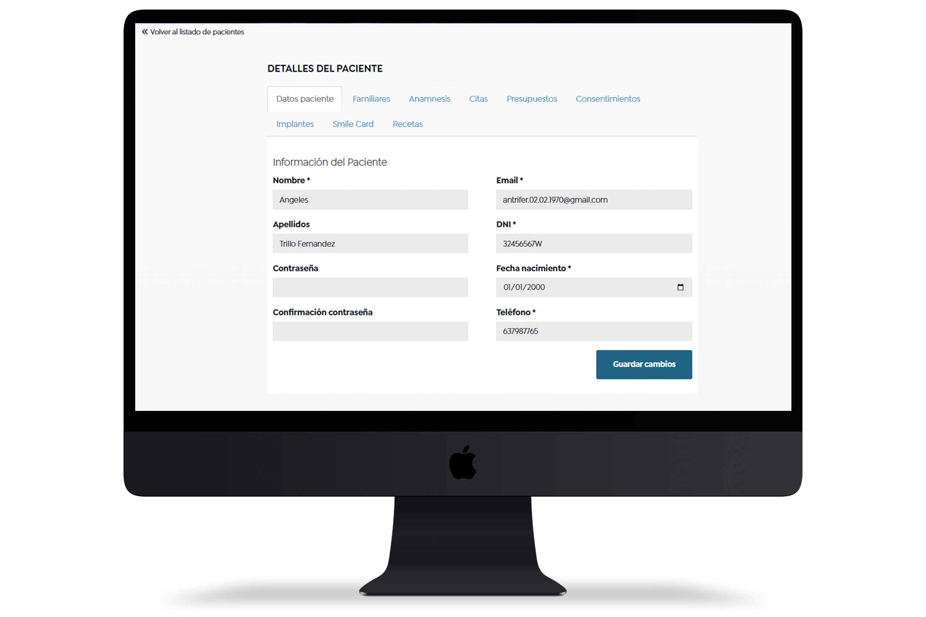 pantalla ficha paciente