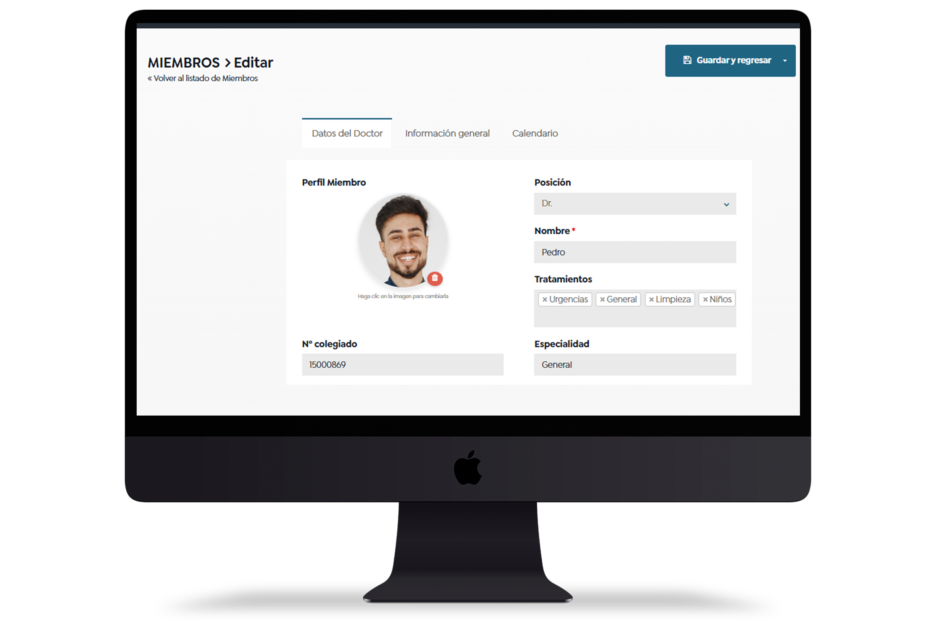 pantalla miembros mac clínica